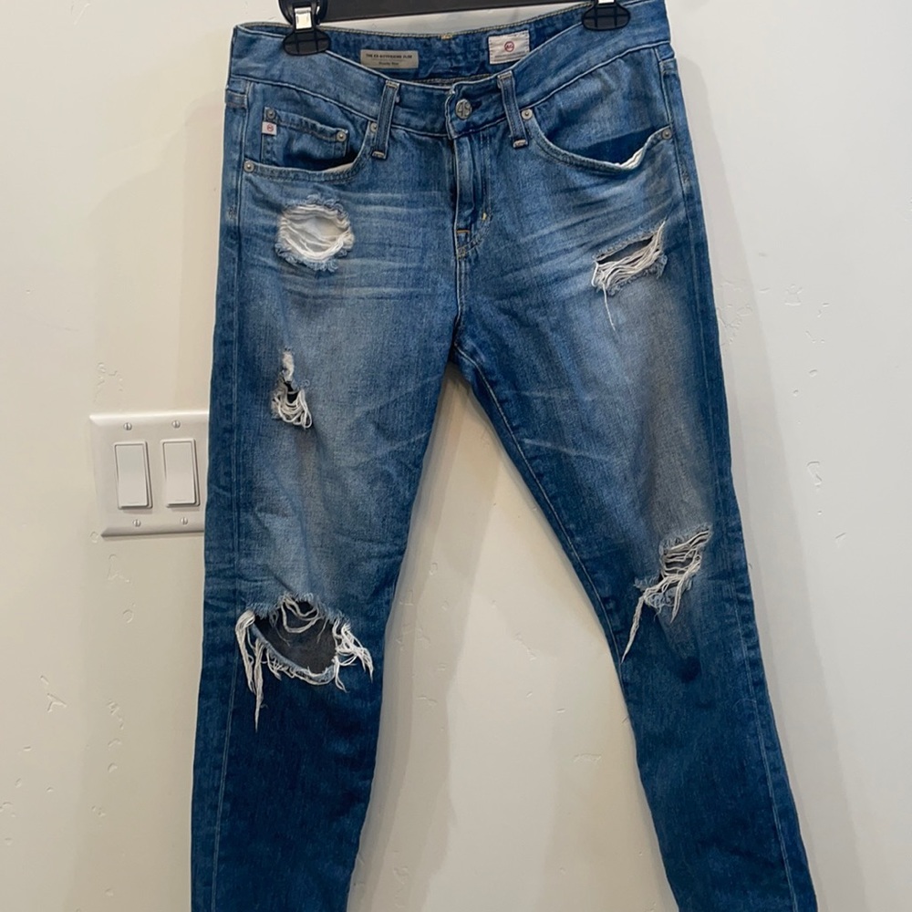 AG ex-boyfriend slim distressed jeans.